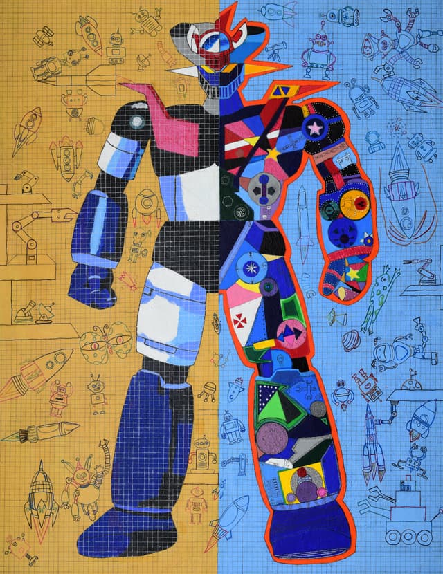 마징가 Z ,116.8x 91.0cm, mixmedia on canvas, 2023