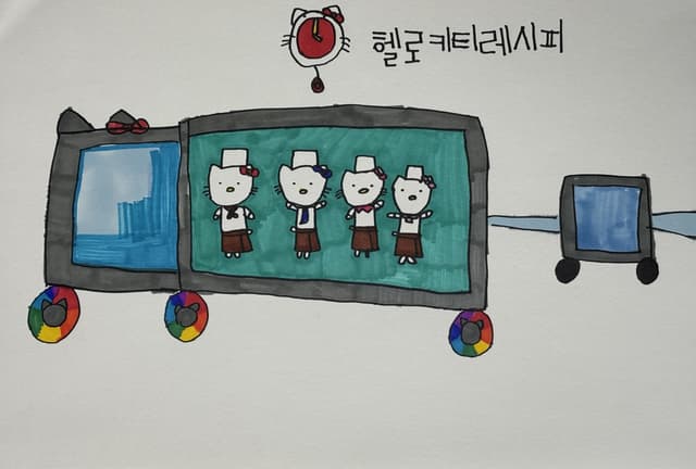 헬로키티 레시피/종이에 색연필/271x395mm/2023